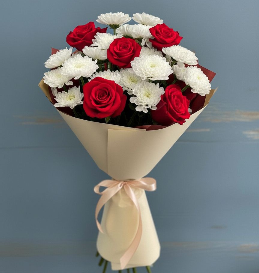 Букет цветов из: Розы и Хризантемы в Щедрино