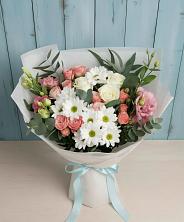 Букет цветов из:  Розы, Лизиантусы и Хризантемы в Щедрино