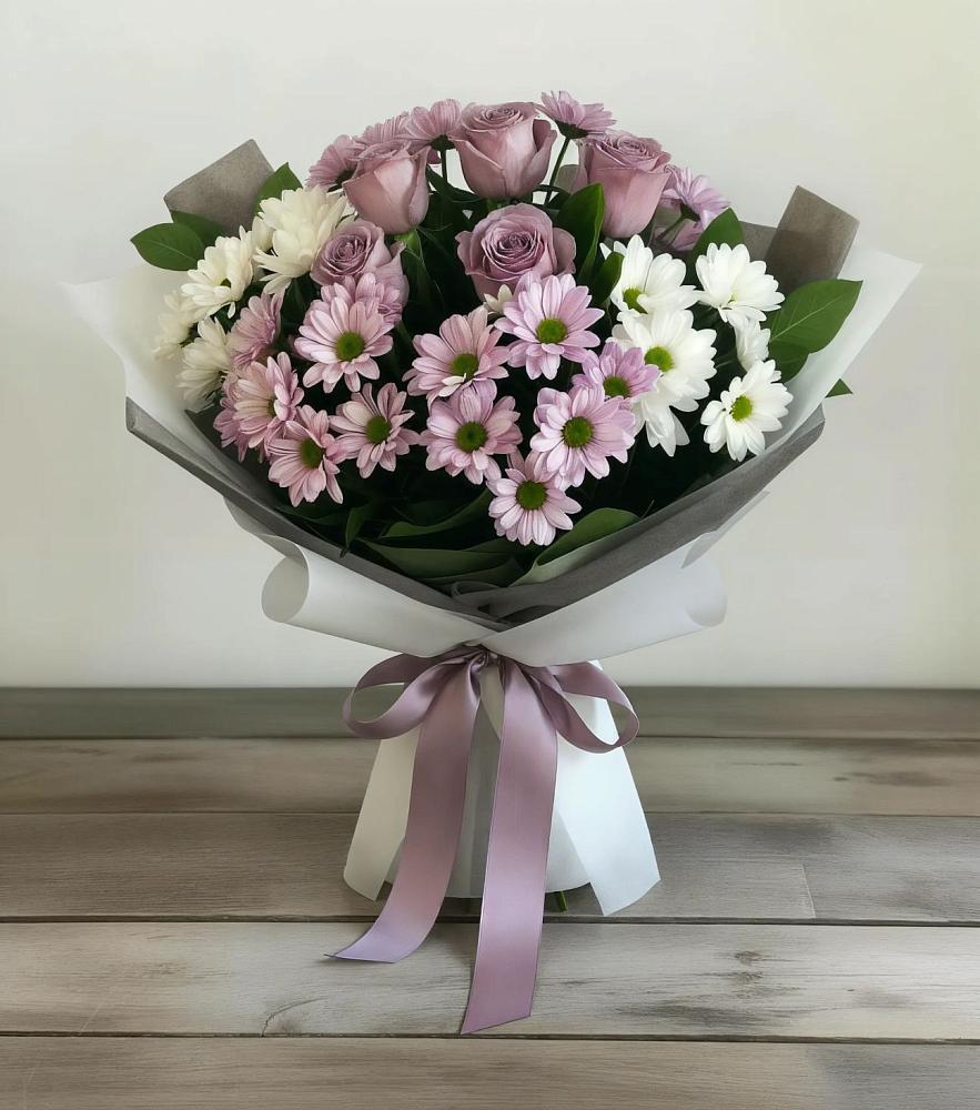 Букет цветов из: Хризантемы и Розы в Щедрино