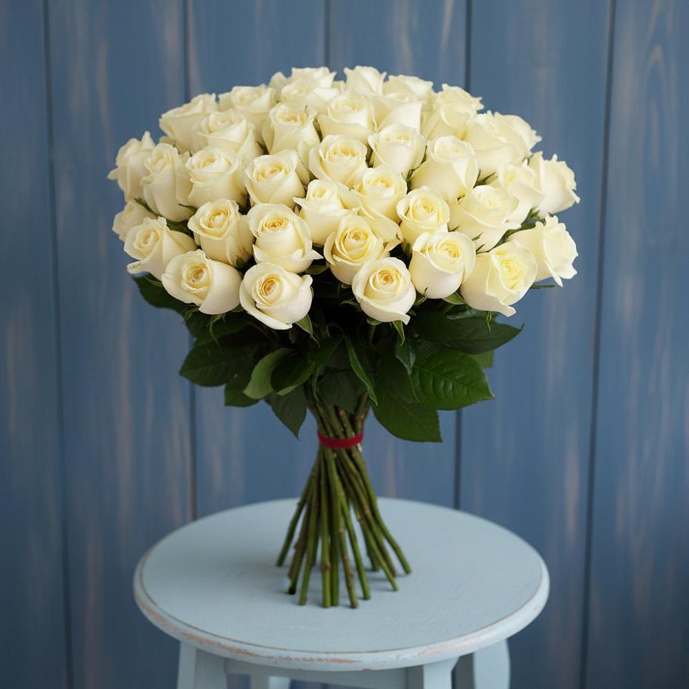 Букет 51 Белая роза Эдлесс Лав в Щедрино