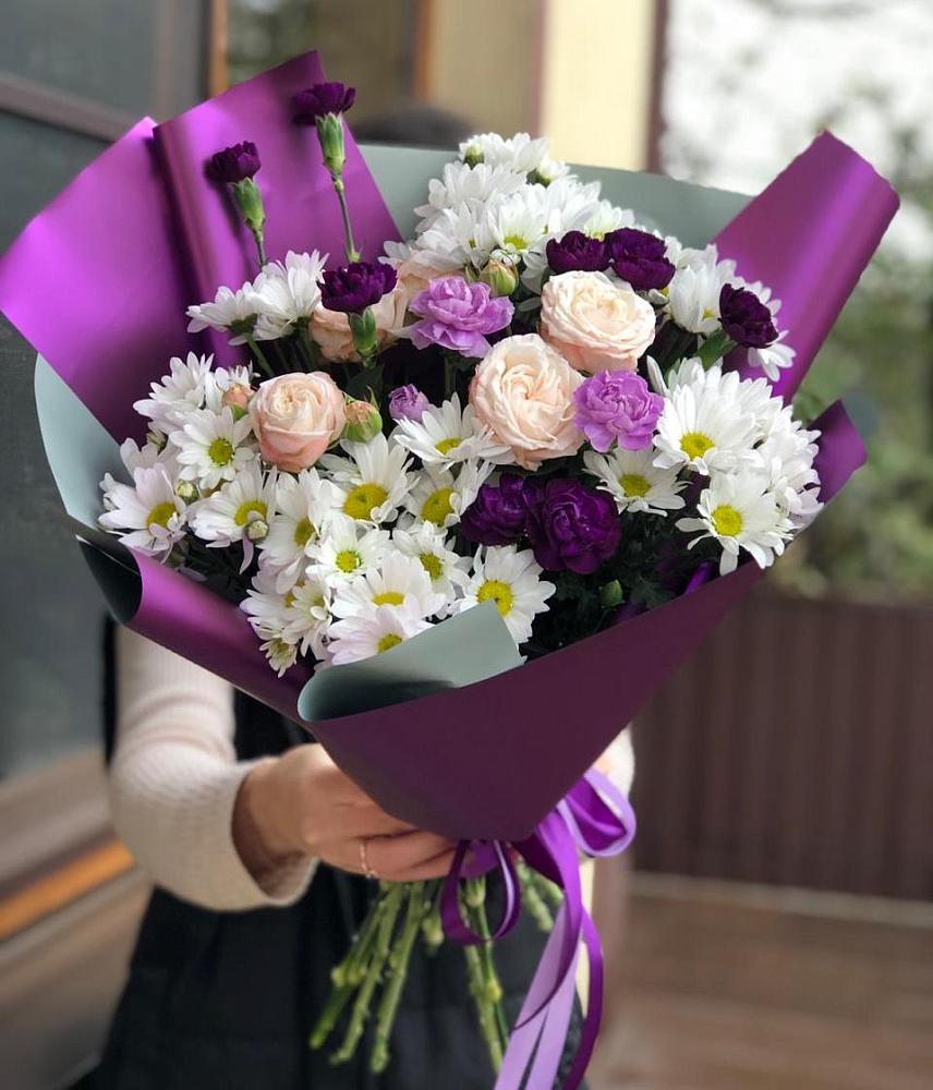 Букет цветов из: Хризантемы, Гвоздики и Розы в Щедрино