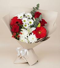 Букет цветов из:  Розы, Хризантемы, Герберы и Лилии в Щедрино