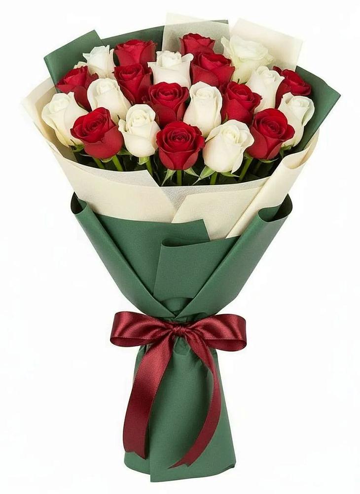 Букет Микс из красных и белых роз в Щедрино