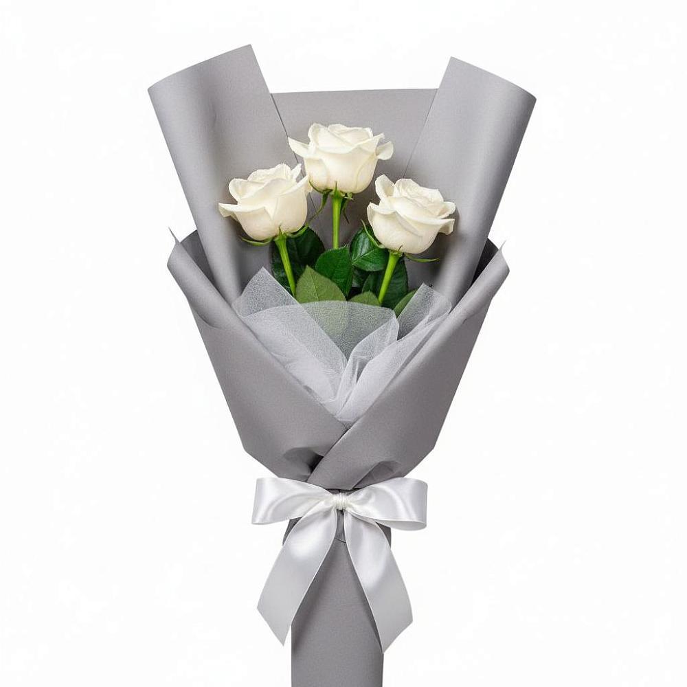 Букет 3 белые розы в Щедрино