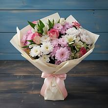 Букет цветов из:  Хризантемы, Альстромерии и Розы в Щедрино