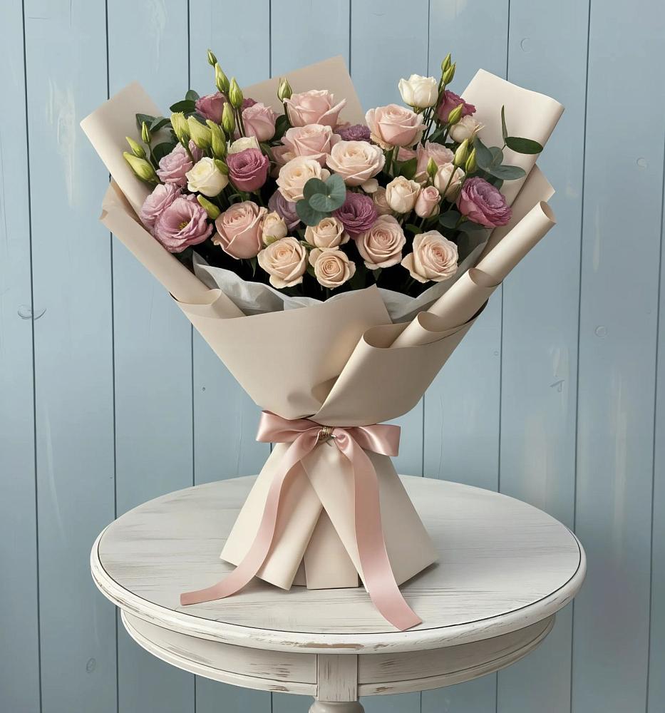 Букет цветов из: Розы и Лизиантусы в Щедрино