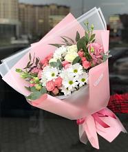 Букет цветов из:  Розы, Лизиантусы и Хризантемы в Щедрино