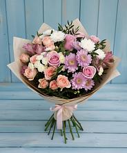 Букет цветов из:  Хризантемы, Розы и Альстромерии #REPLACE_PRED# Щедрино