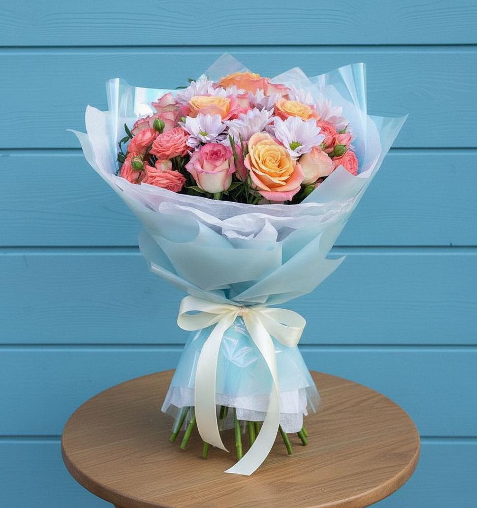 Букет цветов из: Хризантемы и Розы в Щедрино