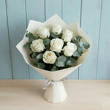 Букет Белые розы в Эвкалипте в Щедрино