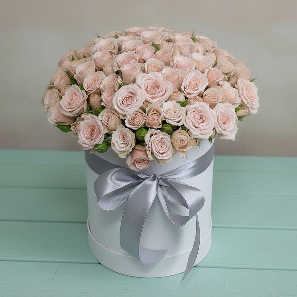 Цветочная композиция из Розы в шляпной коробке в Щедрино